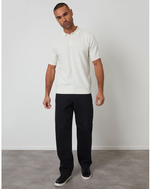 Threadbare Gray Moss Stitch Knitted Polo for men