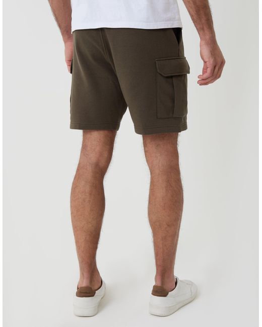 Threadbare White Cargo Fleece Shorts for men