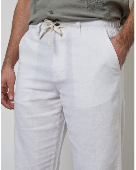 Threadbare Gray Linen Blend Trousers for men