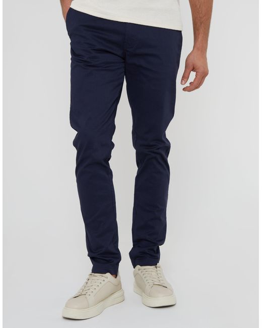 Threadbare Blue Slim Fit Chino Trousers for men