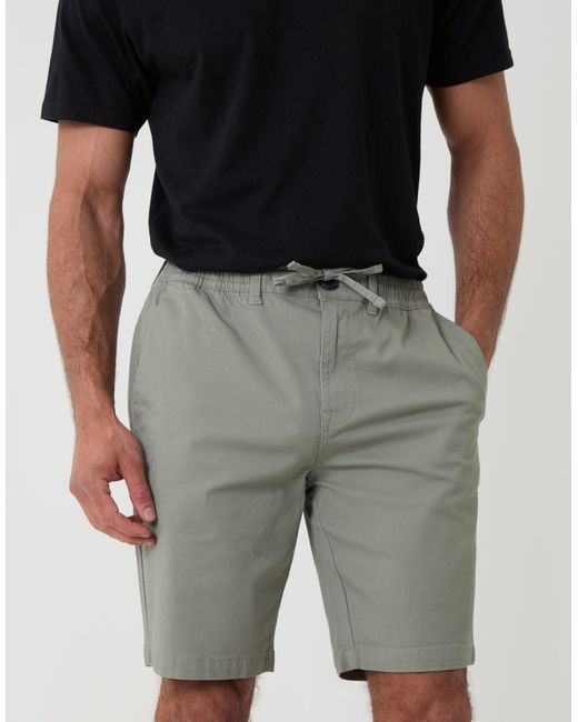 Threadbare White Regular Fit Elasticated Waist Stretch Chino Shorts for men