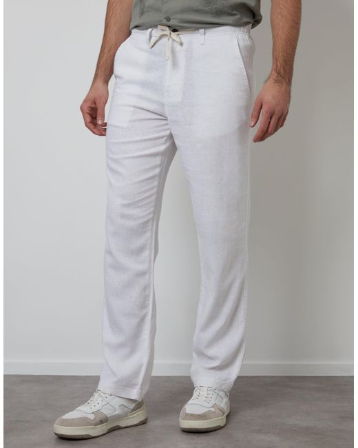 Threadbare Gray Linen Blend Trousers for men