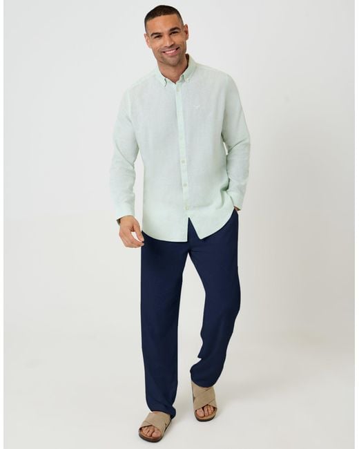 Threadbare Gray Long Sleeve Linen Blend Shirt for men