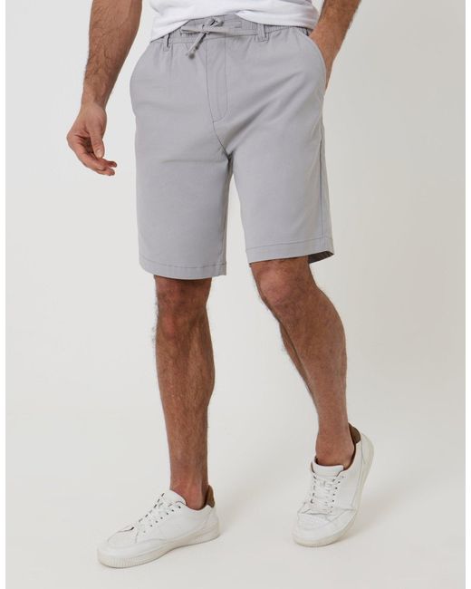 Threadbare Gray Regular Fit Elasticated Waist Stretch Chino Shorts for men