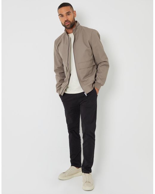 Threadbare Gray Patch Pocket Funnel Neck Harrington Style Jacket for men
