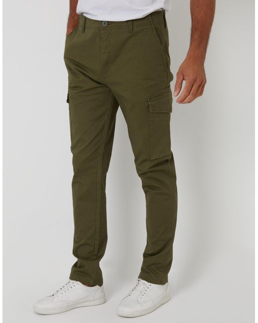 Threadbare Green Slim Fit Cargo Style Trouser for men