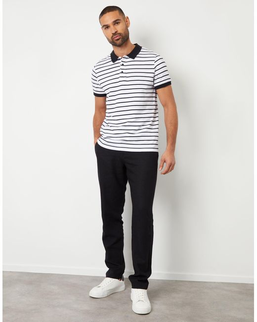 Threadbare Black Linen Blend Trousers for men