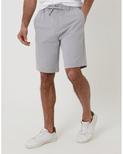 Threadbare Gray Regular Fit Elasticated Waist Stretch Chino Shorts for men