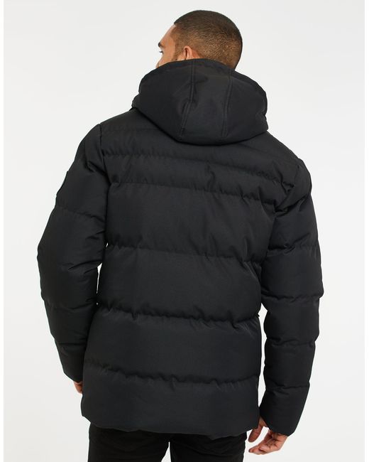 Threadbare Black Hooded Padded Jacket for men