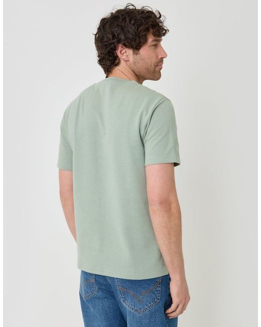 Threadbare Green Textured Crew Neck T-Shirt for men