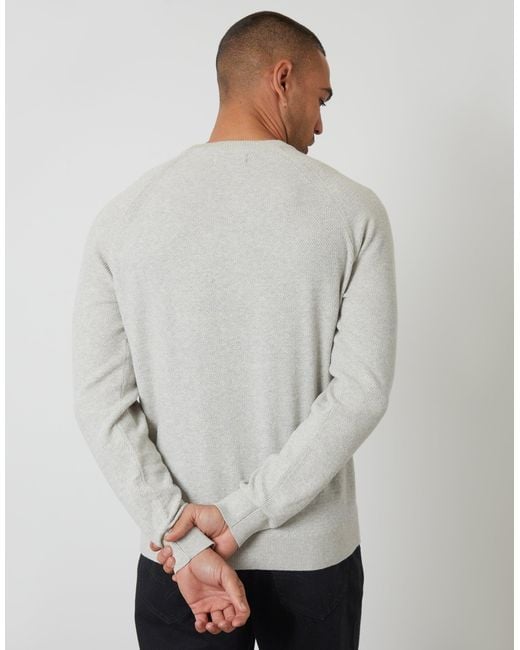 Threadbare Gray Raglan Knitted Crew Neck Jumper for men