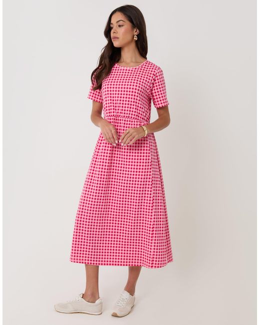 Threadbare Pink Pure Cotton Midi Smock Dress With Pockets