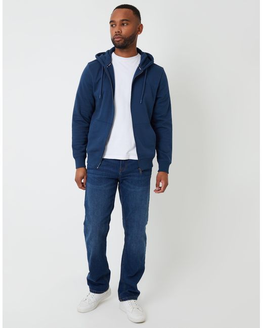 Threadbare Blue Zip-Through Hoodie for men