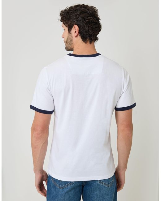 Threadbare White Cotton Ringer T-Shirt for men