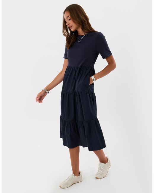 Threadbare Blue Tiered Midaxi Dress
