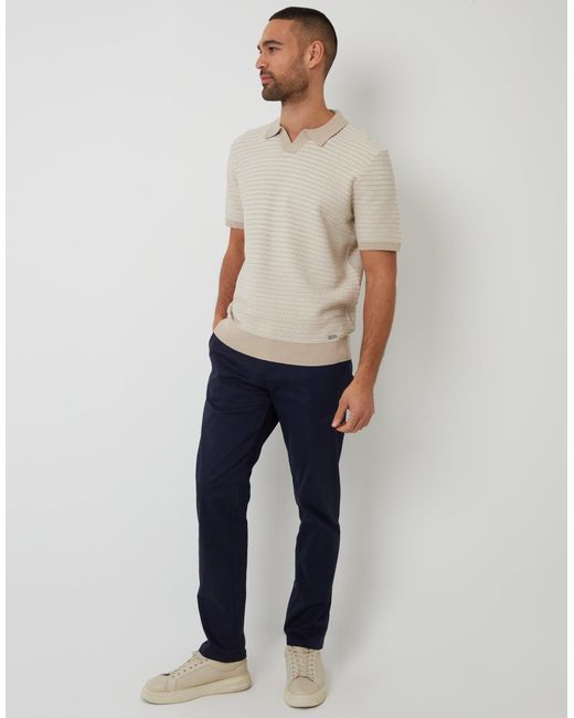 Threadbare Gray Textured Knit Trophy Neck Polo for men