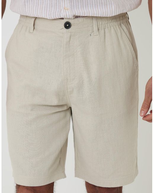 Threadbare Natural Linen Blend Shorts for men