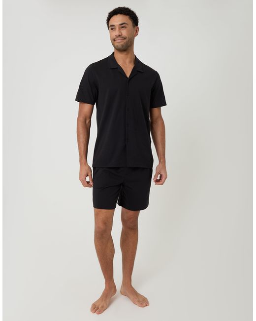 Threadbare Black Shirt & Shorts Lounge Set for men