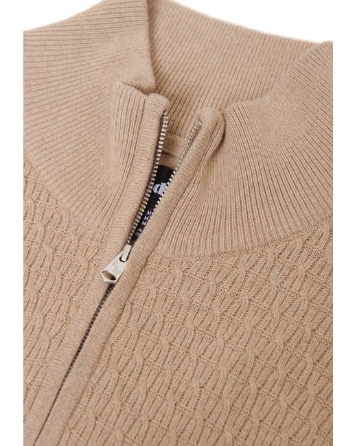 Threadbare Natural Mini Cable Knit Quarter Zip Jumper for men