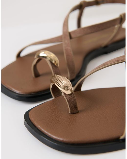 Threadbare Brown Cross Strap Toe Loop Sandals