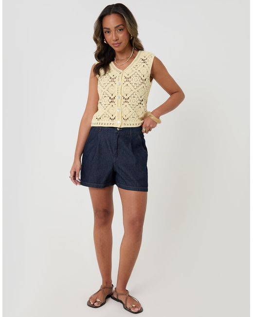 Threadbare Multicolor Crochet Button Up Vest
