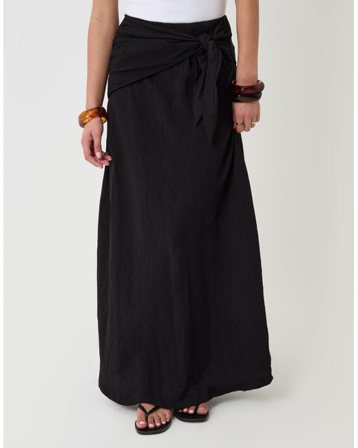 Threadbare White Tie Sash Midi Skirt