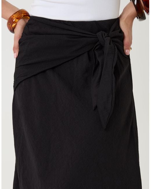 Threadbare White Tie Sash Midi Skirt
