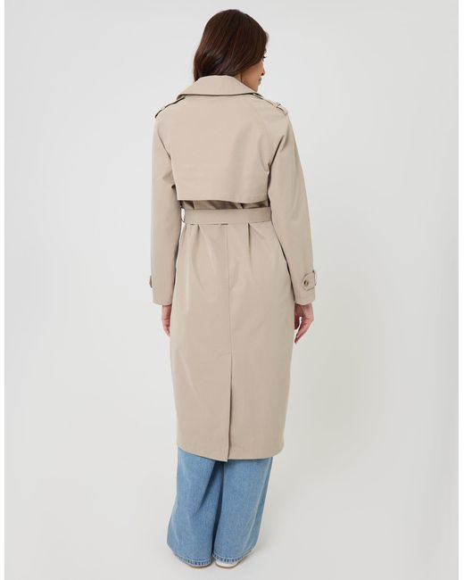 Threadbare Natural Double Breasted Longline Trench Coat