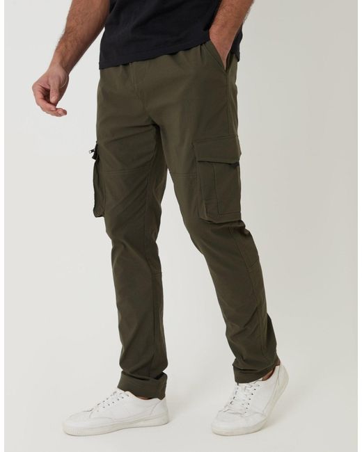 Threadbare Green Slim Fit Stretch Cargo Trousers for men