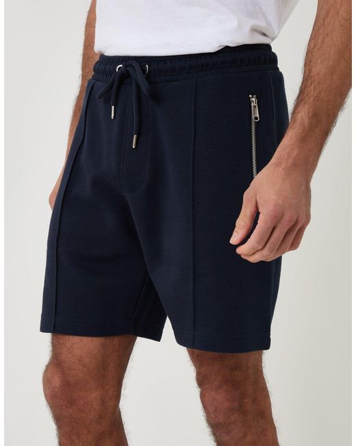 Threadbare White Pique Pleated Sweat Shorts for men