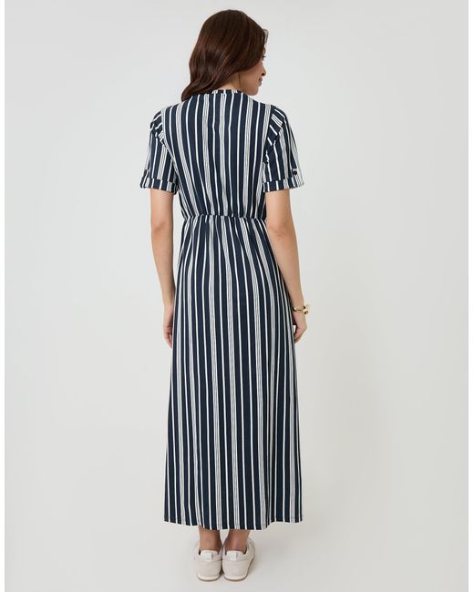 Threadbare Blue Crew Neck Jersey Midi Dress With Patch Pockets