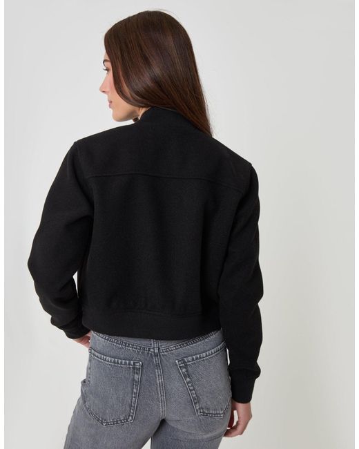 Threadbare Black Faux Wool Bomber Jacket