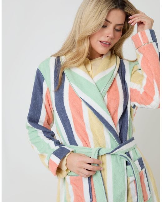 Threadbare Multicolor Towelling Midi Dressing Gown