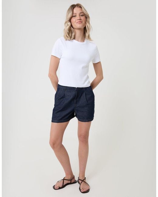 Threadbare White Denim Tailored Shorts