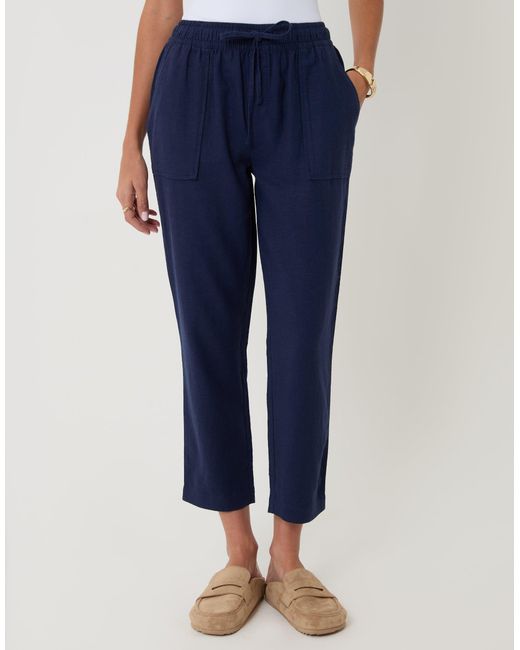 Threadbare Blue Linen Blend Drawstring Trousers