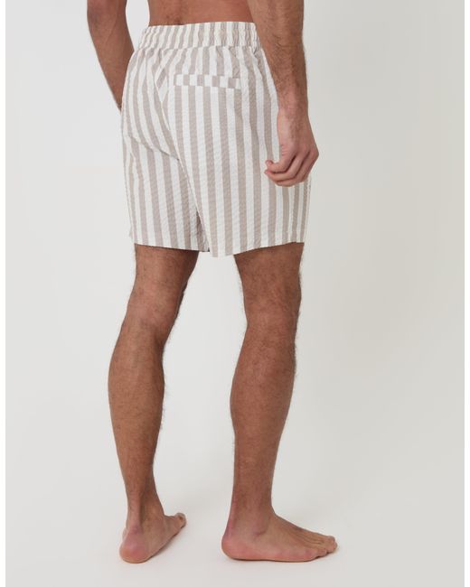 Threadbare White Seersucker Swim Shorts for men