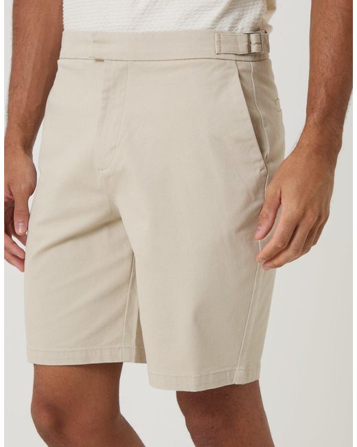 Threadbare White Regular Fit Stretch Chino Shorts for men