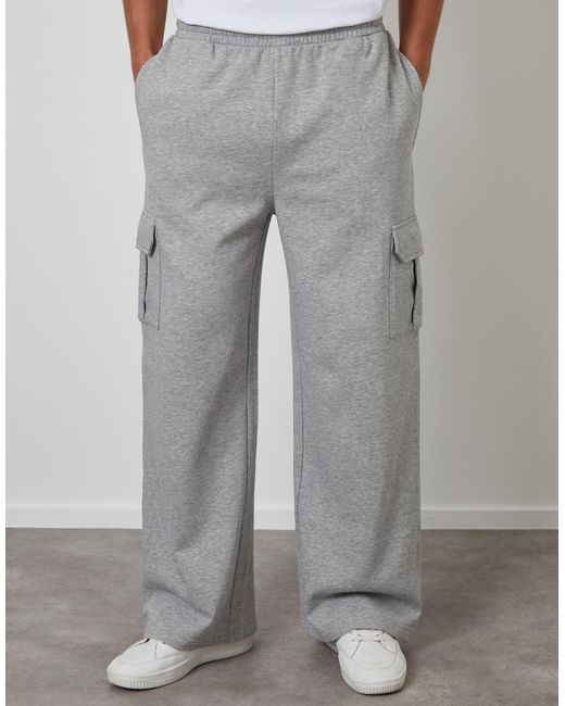 Threadbare Gray Wide Leg Cargo Joggers for men