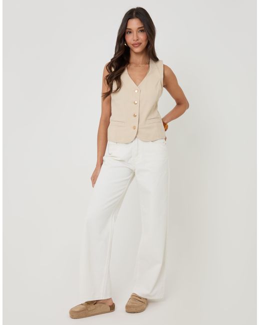 Threadbare Natural Fitted Denim Waistcoat