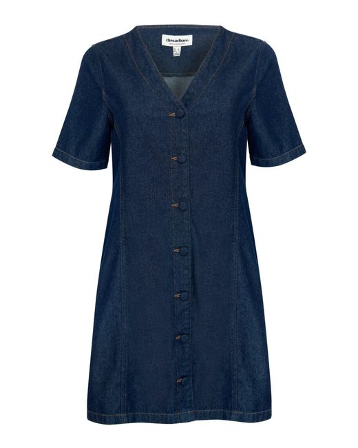 Threadbare Blue Denim Button Up Mini Dress