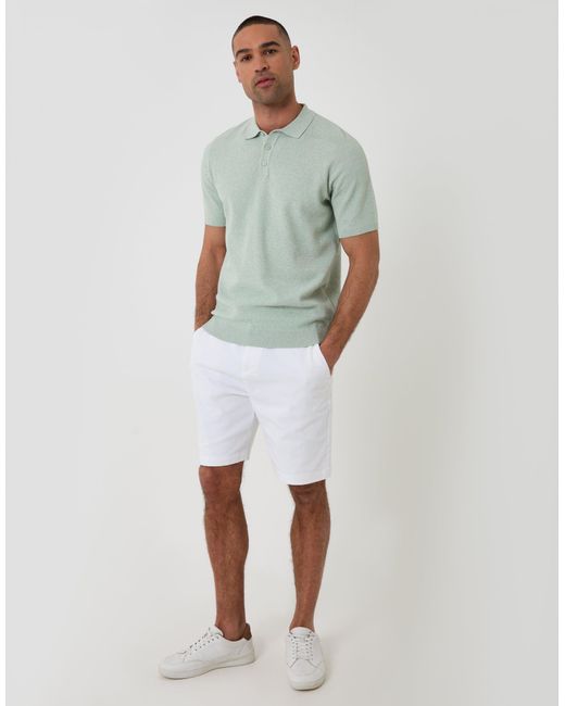 Threadbare Green Moss Stitch Knitted Polo for men