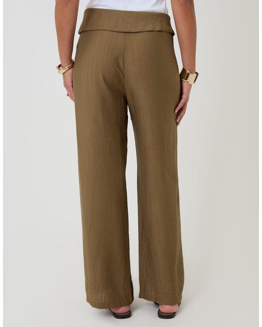 Threadbare Natural Wide Leg Wrap Front Textured Trousers