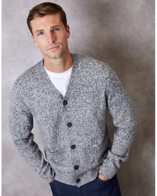 Threadbare Gray Knitted Button Up Cardigan for men