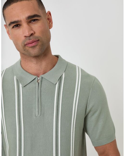 Threadbare Multicolor Quarter Zip Knitted Polo for men