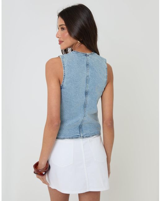 Threadbare Blue Fitted Denim Waistcoat