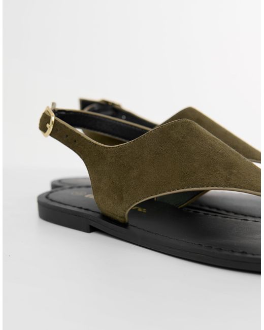 Threadbare Green T-Strap Toe Loop Sandals