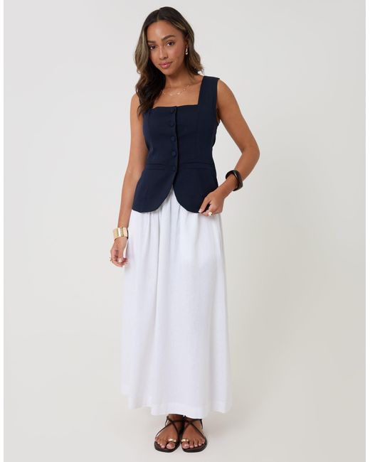 Threadbare Blue Square Neck Tailored Waistcoat