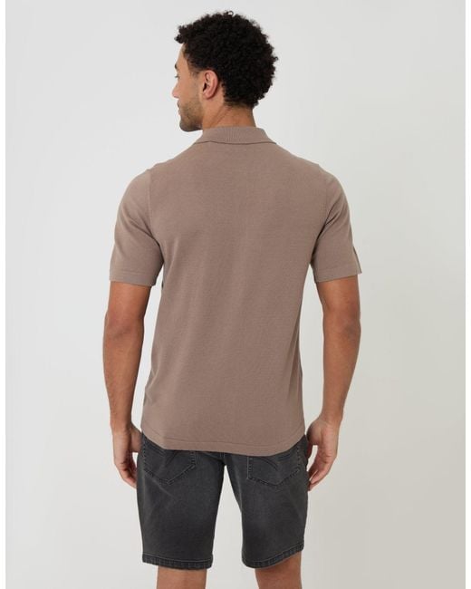 Threadbare Gray Knitted Short Sleeve Shirt for men
