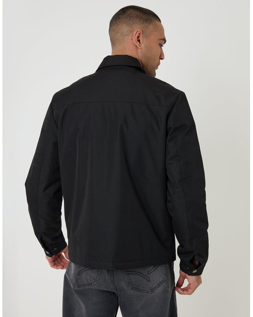 Threadbare Black Showerproof Lightweight Collared Zip Up Jacket for men