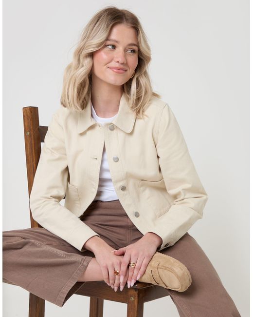 Threadbare Natural Denim Jacket With Patch Pockets
